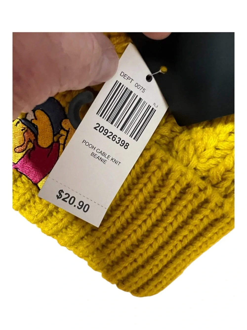 NWT Disney Winnie the Pooh Cable Knit Mustard Beanie Hat